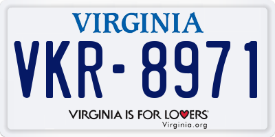 VA license plate VKR8971