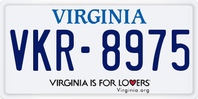 VA license plate VKR8975
