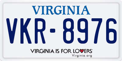 VA license plate VKR8976
