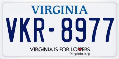 VA license plate VKR8977