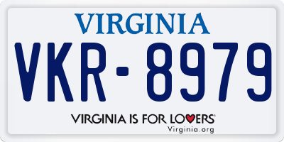 VA license plate VKR8979