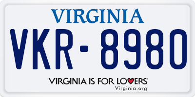 VA license plate VKR8980