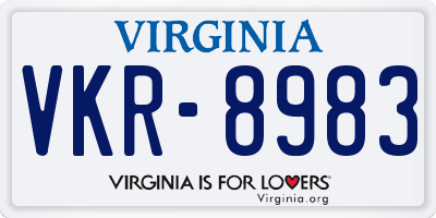 VA license plate VKR8983
