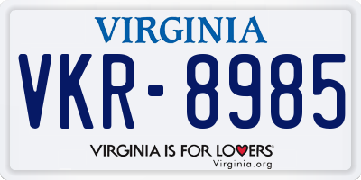 VA license plate VKR8985