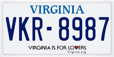 VA license plate VKR8987