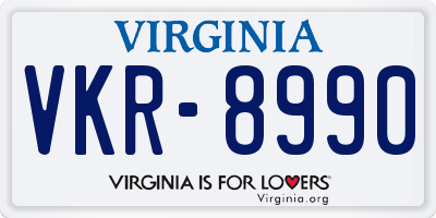 VA license plate VKR8990