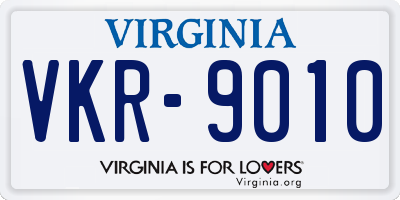 VA license plate VKR9010