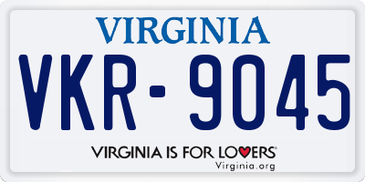 VA license plate VKR9045