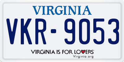 VA license plate VKR9053