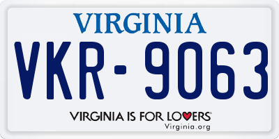 VA license plate VKR9063