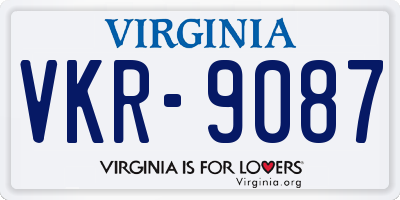 VA license plate VKR9087