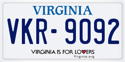 VA license plate VKR9092