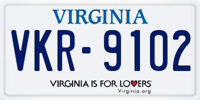 VA license plate VKR9102