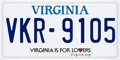 VA license plate VKR9105