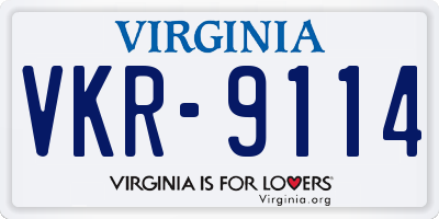 VA license plate VKR9114