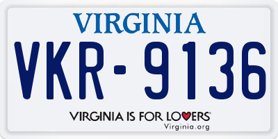 VA license plate VKR9136