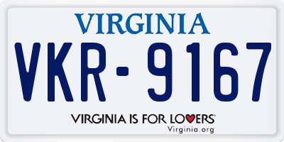VA license plate VKR9167