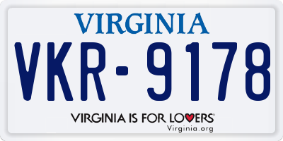 VA license plate VKR9178