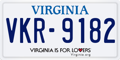VA license plate VKR9182