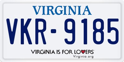 VA license plate VKR9185