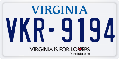 VA license plate VKR9194
