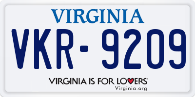 VA license plate VKR9209