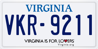 VA license plate VKR9211