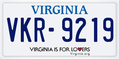 VA license plate VKR9219