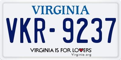 VA license plate VKR9237