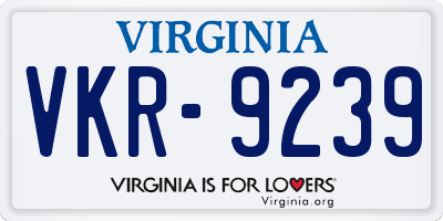 VA license plate VKR9239