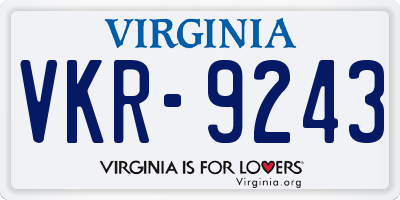 VA license plate VKR9243