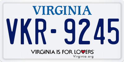 VA license plate VKR9245