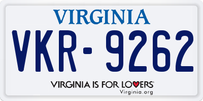 VA license plate VKR9262