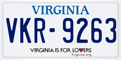 VA license plate VKR9263