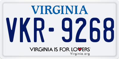 VA license plate VKR9268
