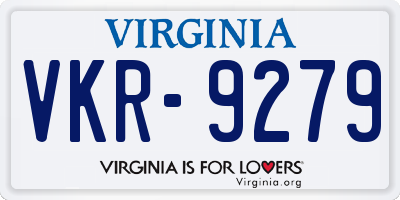 VA license plate VKR9279