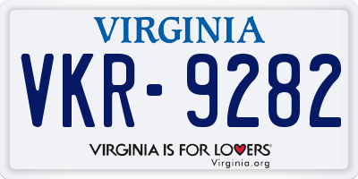 VA license plate VKR9282