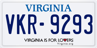 VA license plate VKR9293