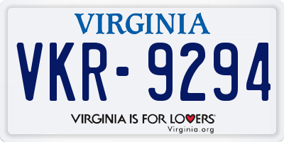 VA license plate VKR9294