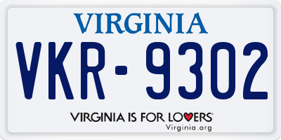 VA license plate VKR9302