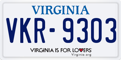VA license plate VKR9303
