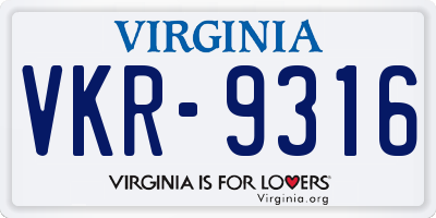 VA license plate VKR9316