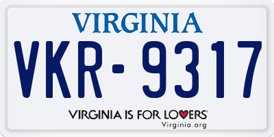 VA license plate VKR9317