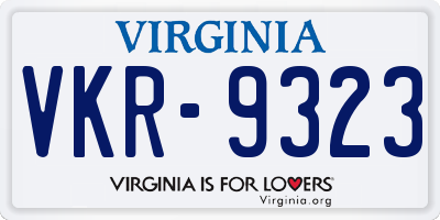 VA license plate VKR9323