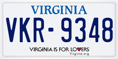 VA license plate VKR9348