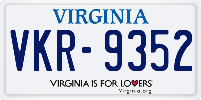 VA license plate VKR9352