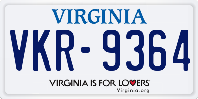 VA license plate VKR9364