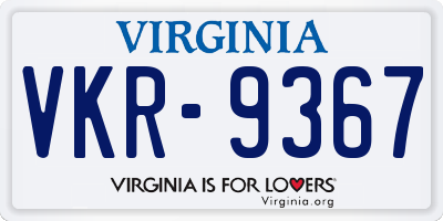 VA license plate VKR9367
