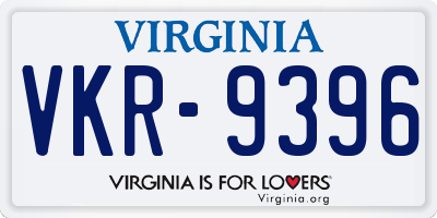 VA license plate VKR9396