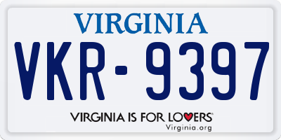 VA license plate VKR9397
